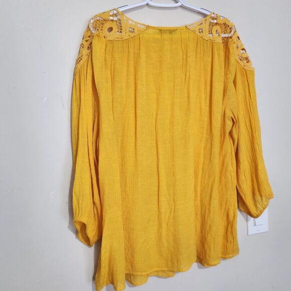 Hannah Blouse womens Size 2X Color Yellow Lightweight Top - Picture 3 of 10